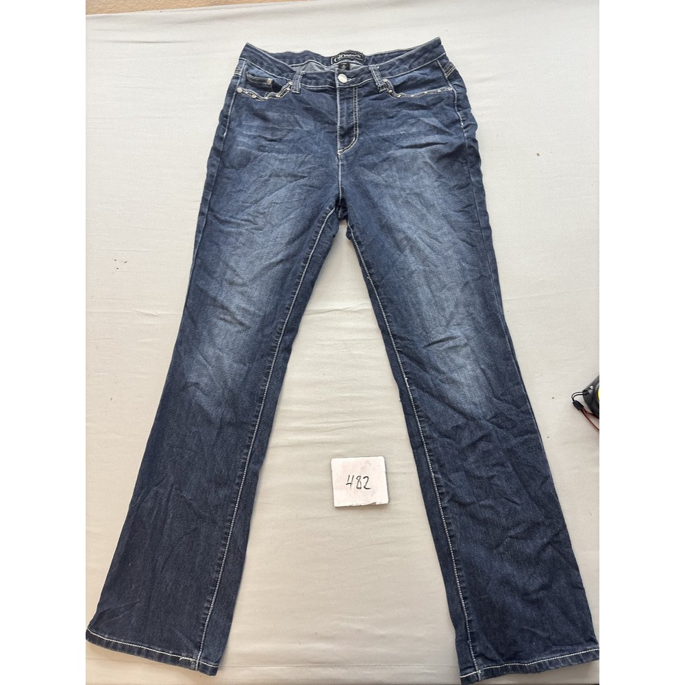 CATO PREMIUM Womens Jeans 12 Blue Denim Bootcut Embellished Rhinestone Western